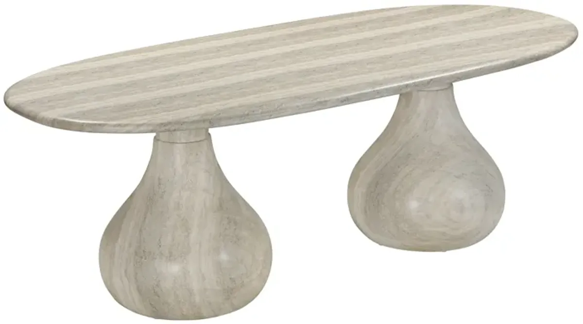 Smooch Faux Travertine Indoor / Outdoor Pedestal Dining Table