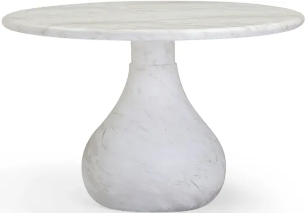 Smooch White Faux Marble Print Indoor / Outdoor 47" Round Dining Table