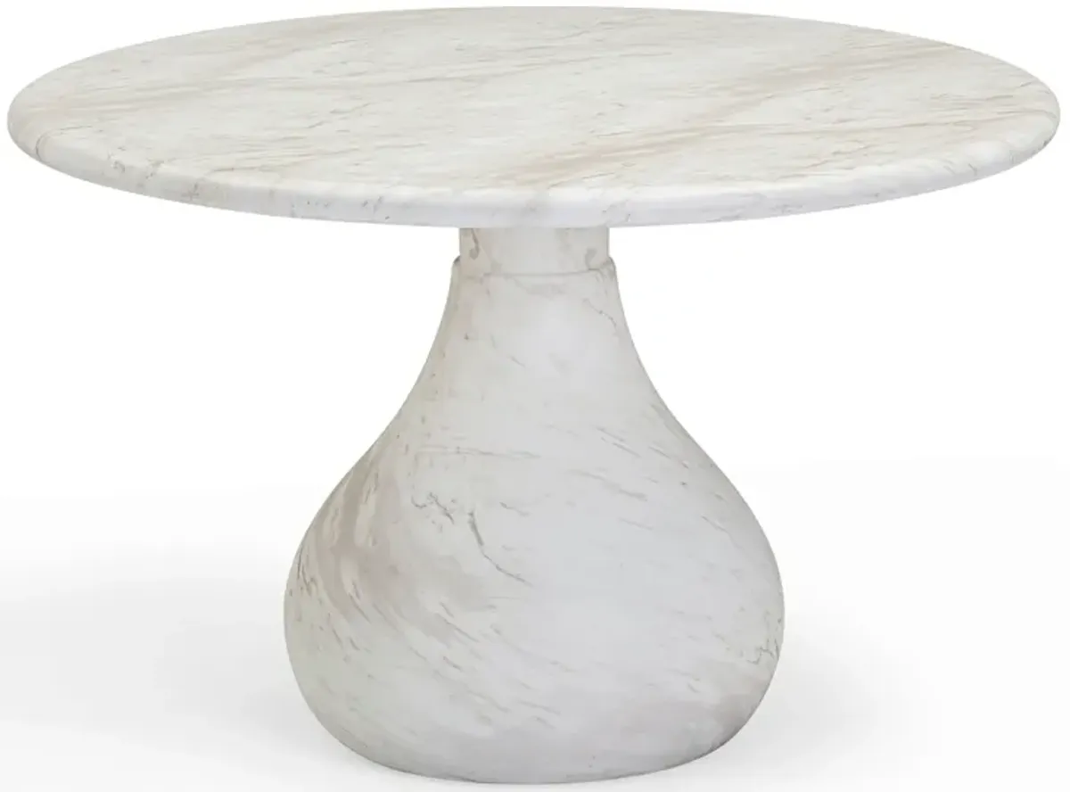 Smooch White Faux Marble Print Indoor / Outdoor 47" Round Dining Table