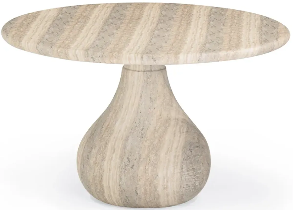 Smooch Faux Travertine Indoor / Outdoor 47" Round Dining Table