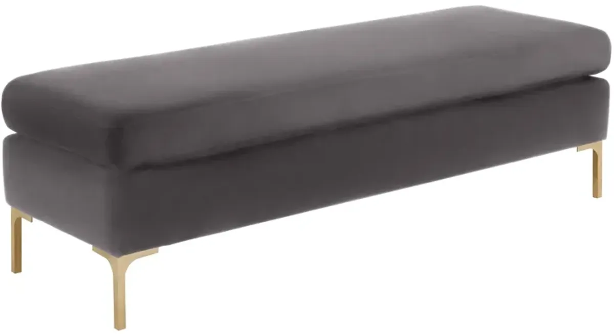 Delilah Grey Velvet Bench