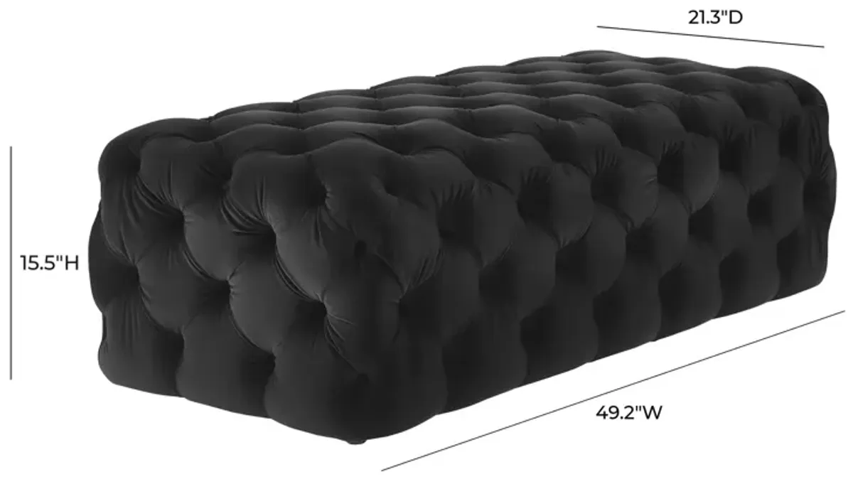 Kaylee Black Velvet Ottoman