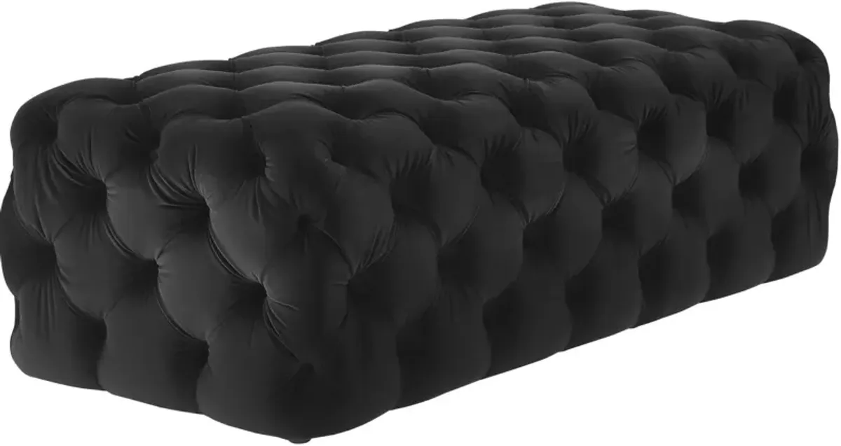 Kaylee Black Velvet Ottoman