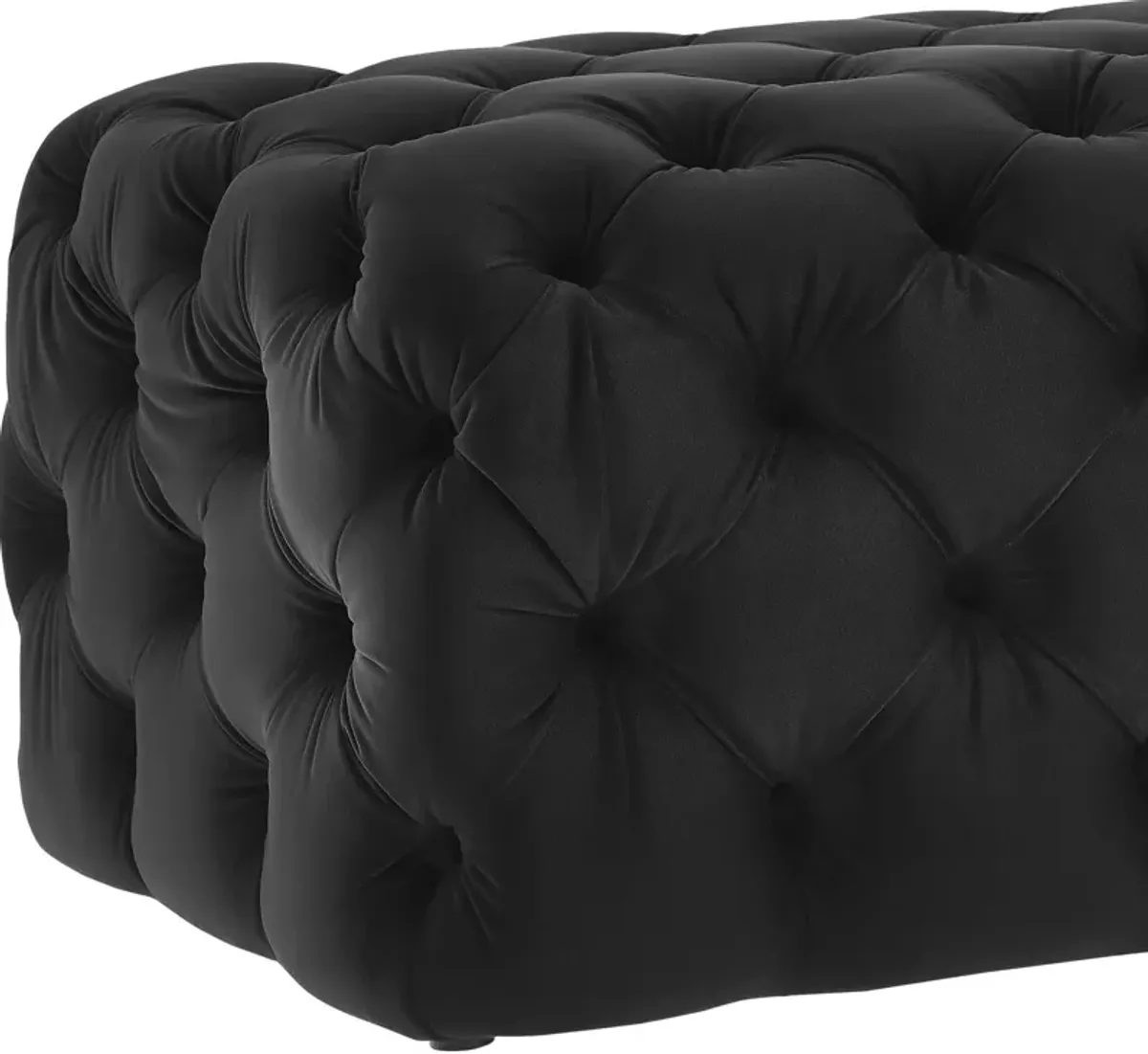 Kaylee Black Velvet Ottoman