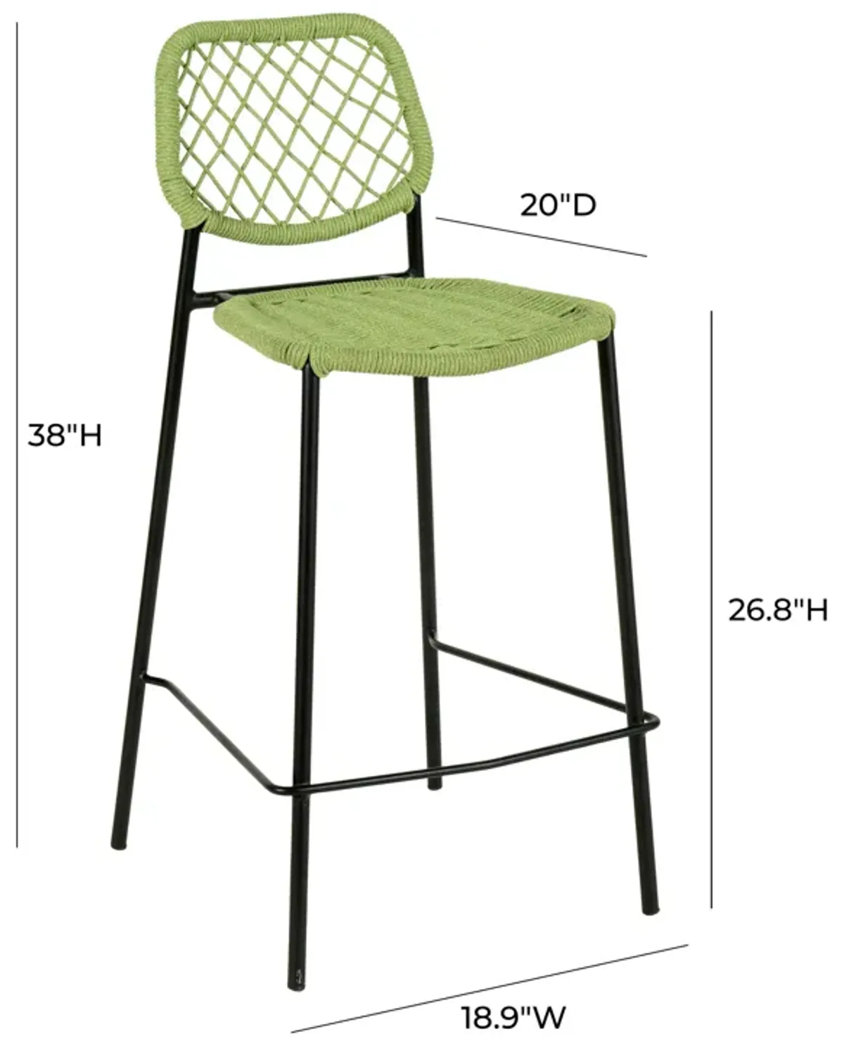 Lucy Green Dyed Cord Outdoor Counter Stool