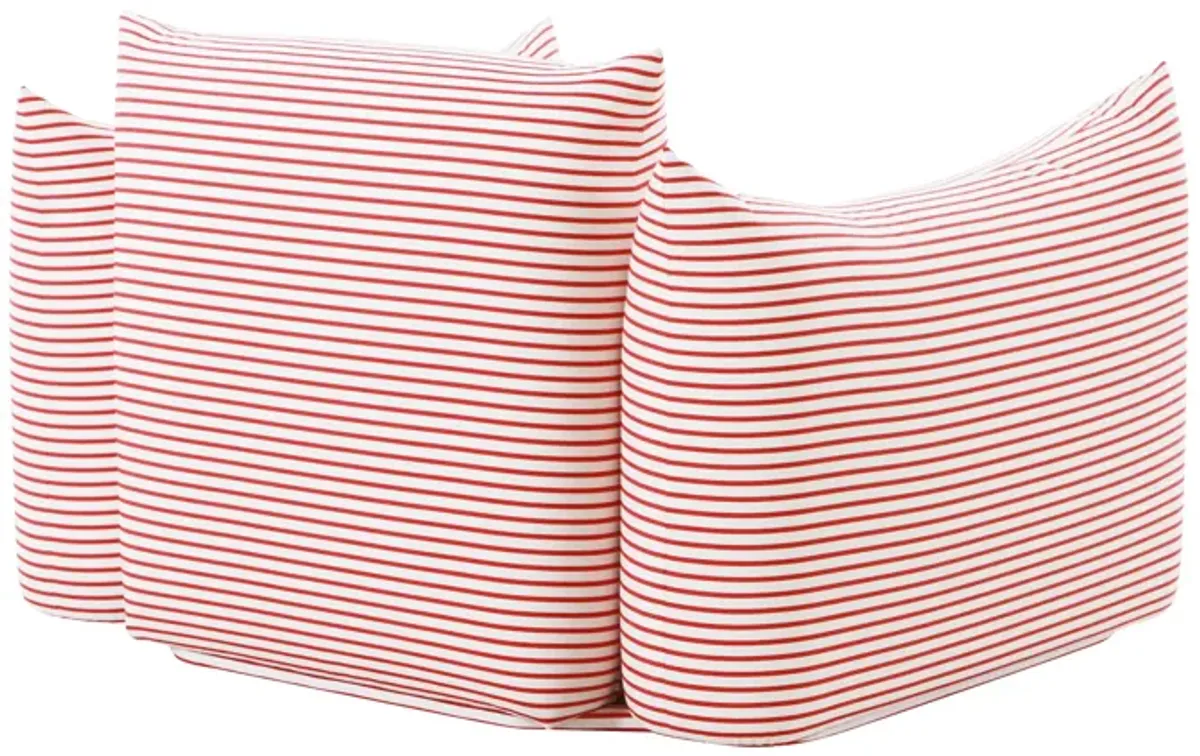 Saint Tropez Pearl and Red Striped Stuffed Outdoor Armchair