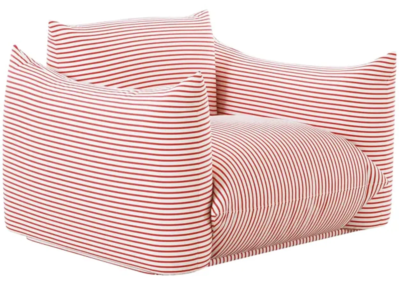 Saint Tropez Pearl and Red Striped Stuffed Outdoor Armchair