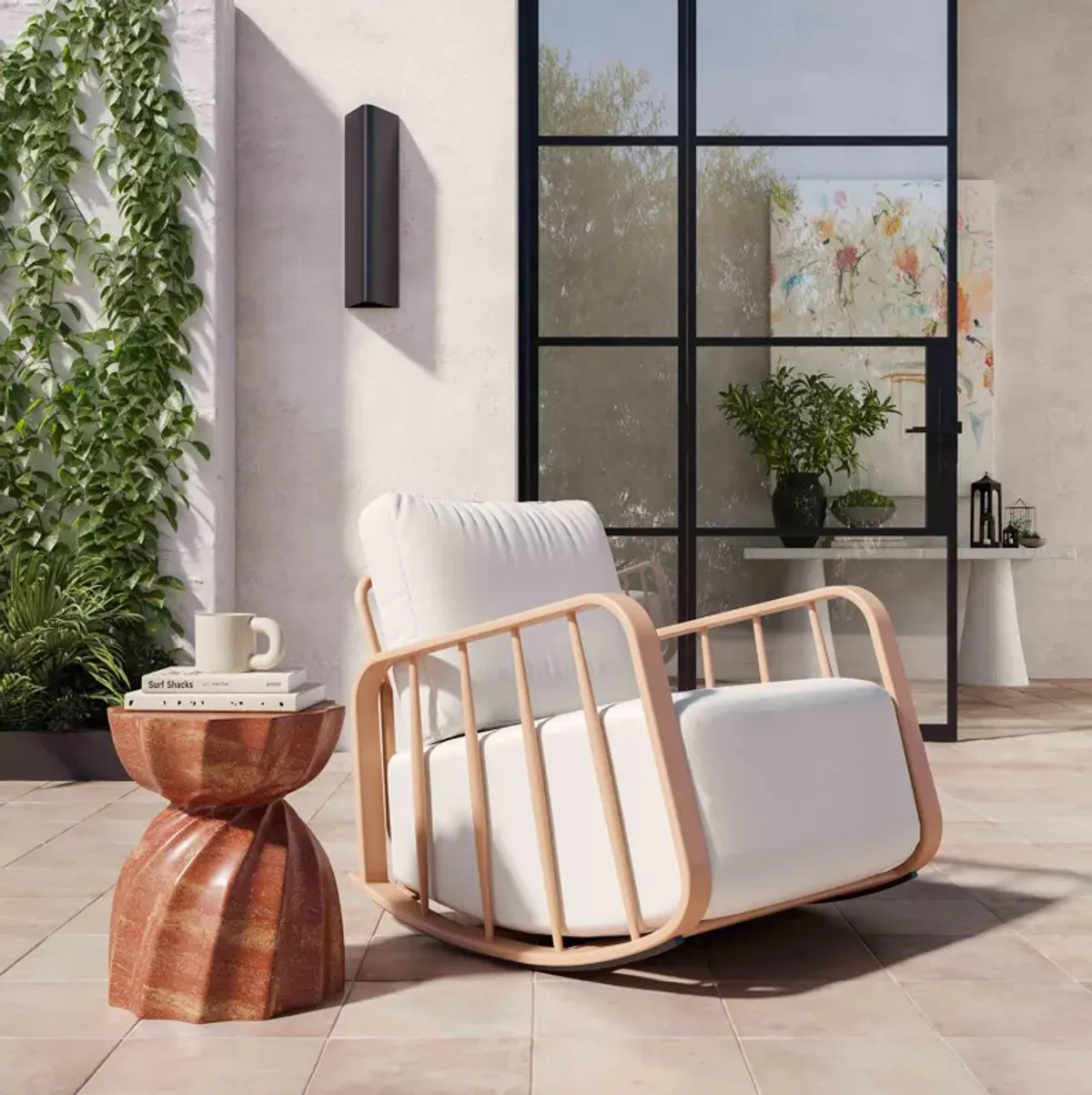 Violette Terracotta and Cream Outdoor Rocking Chair