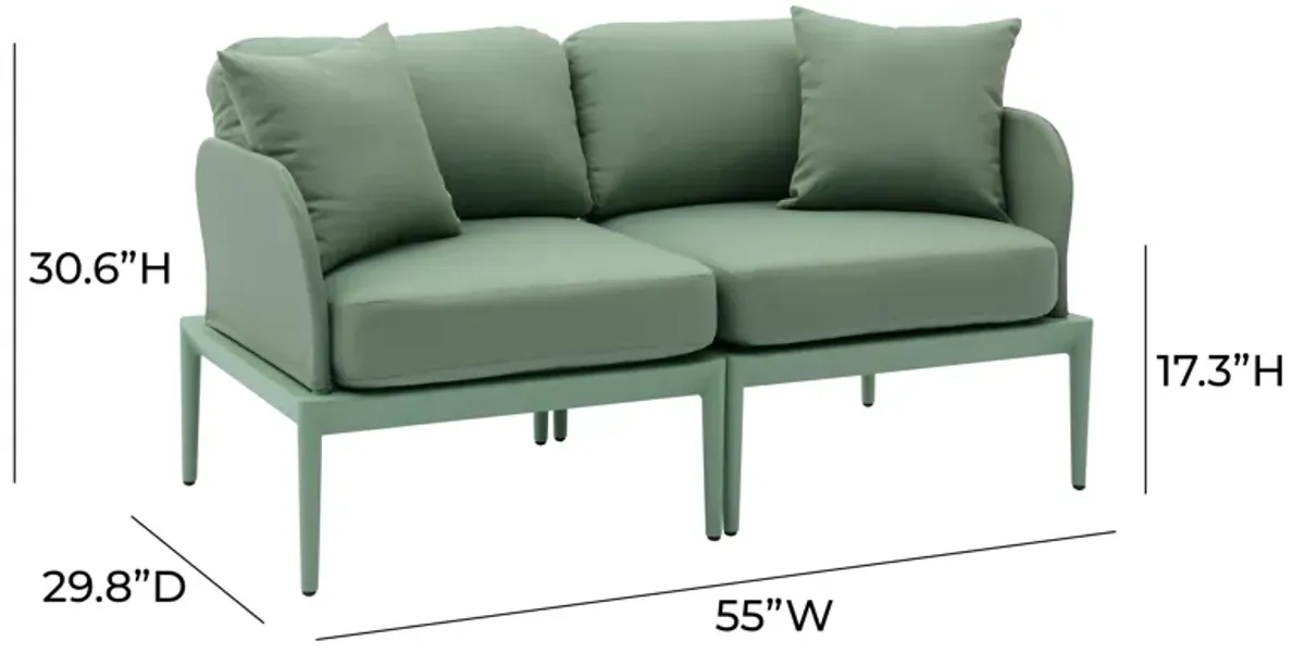 Kapri Moss Green Modular Outdoor Loveseat