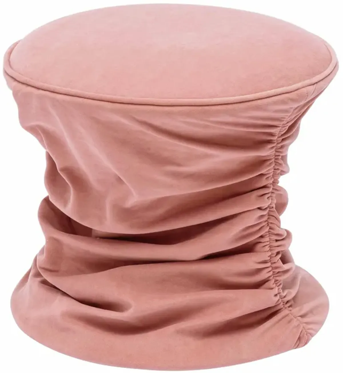 Bounce Rose Pink Ruched Velvet Adjustable Ottoman