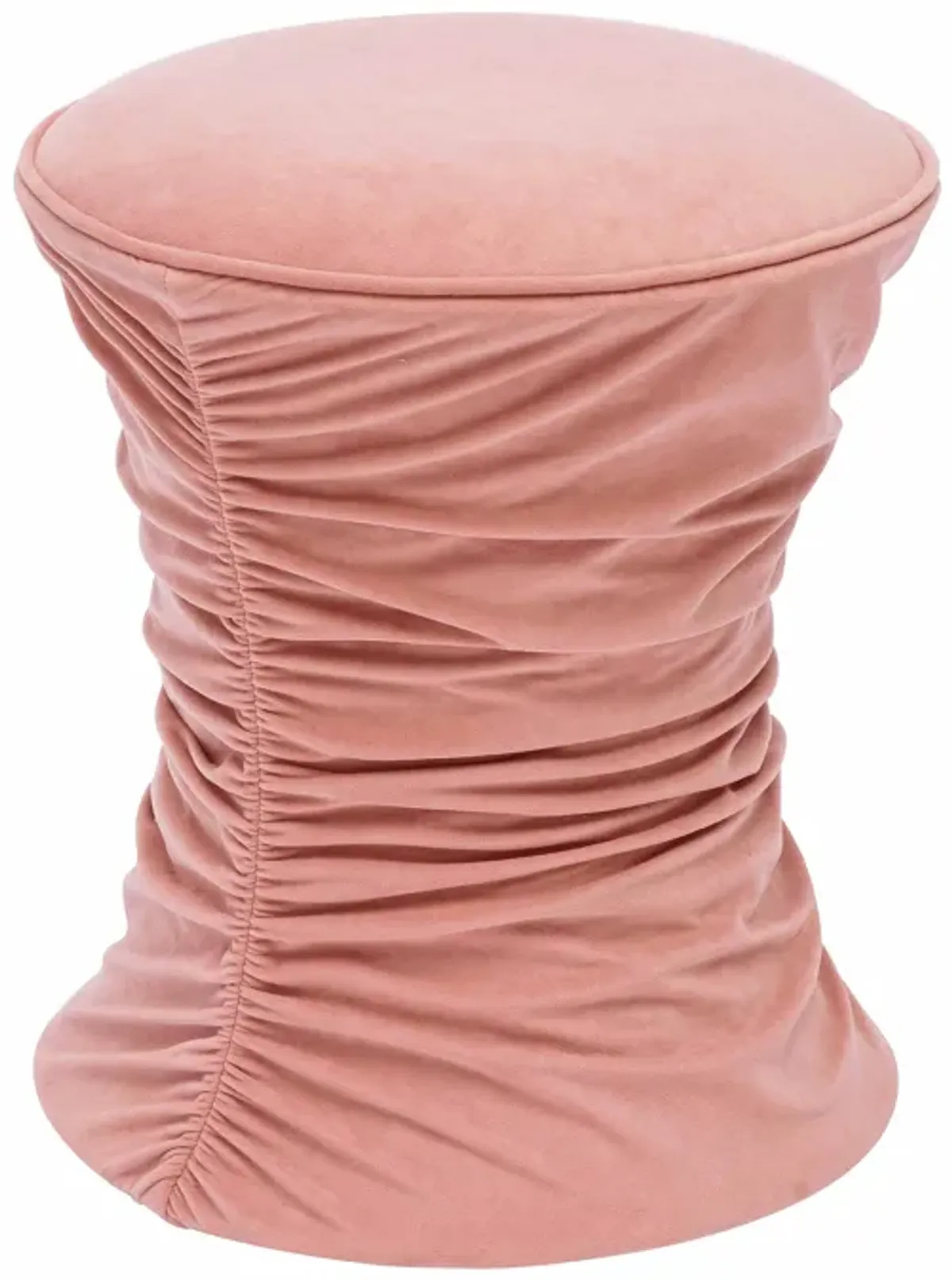 Bounce Rose Pink Ruched Velvet Adjustable Ottoman