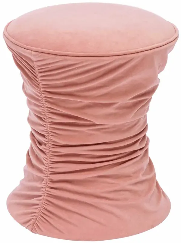 Bounce Rose Pink Ruched Velvet Adjustable Ottoman