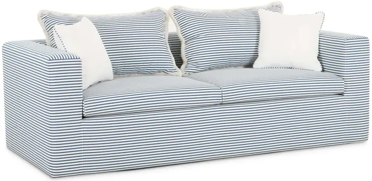 Salty Blue Striped Indoor/Outdoor Sofa