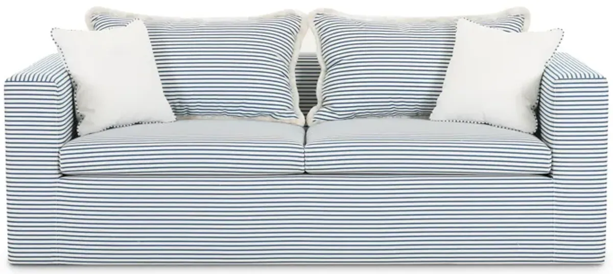 Salty Blue Striped Indoor/Outdoor Sofa