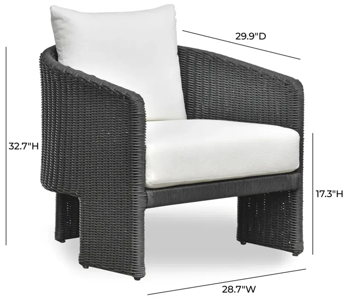 Alexa Black Rattan Performance Fabric Outdoor Armchair