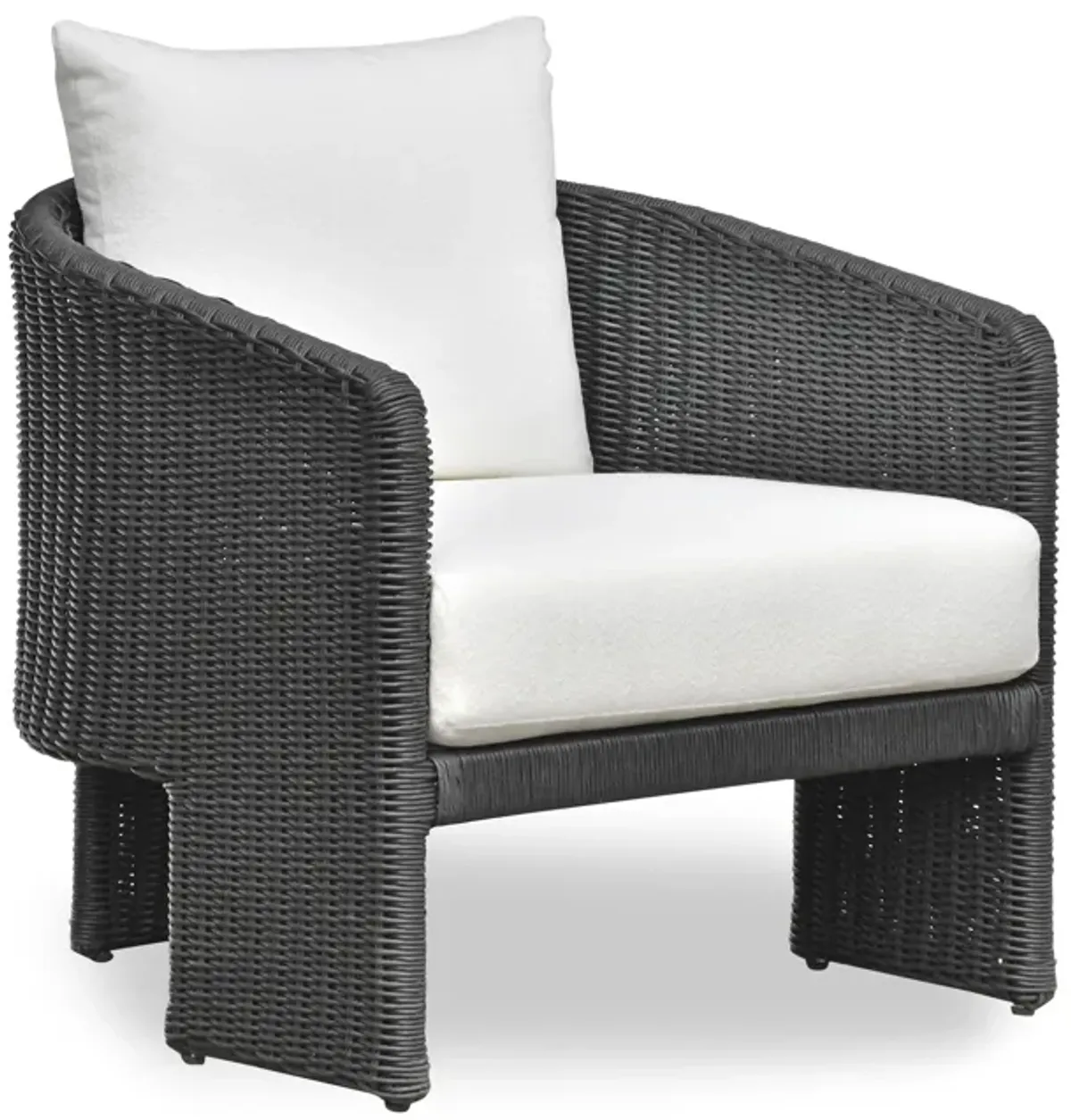 Alexa Black Rattan Performance Fabric Outdoor Armchair