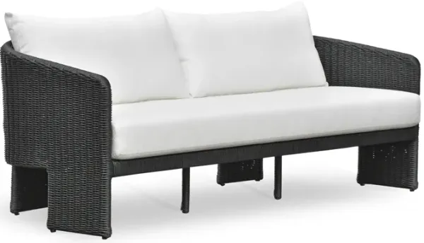 Alexa Black Rattan Performance Fabric Outdoor Sofa