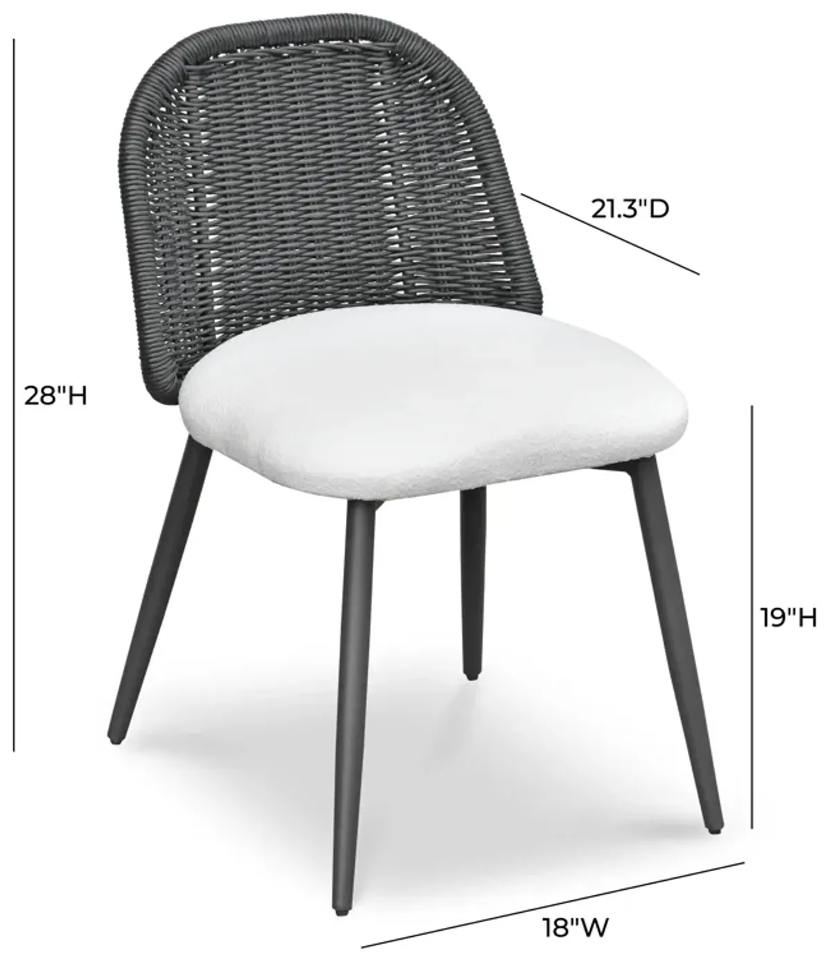 Alexa Black Rattan Performance Fabric Dining Chair