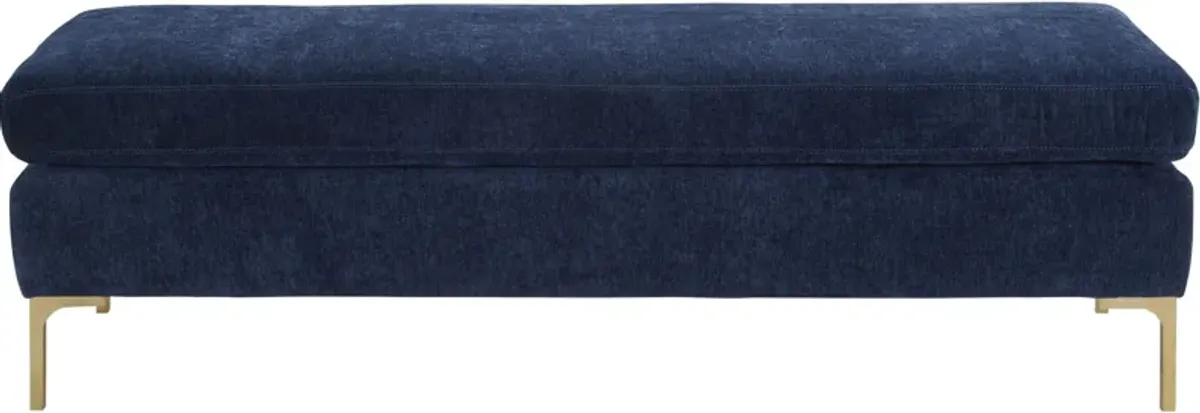 Delilah Navy Textured Velvet Bench