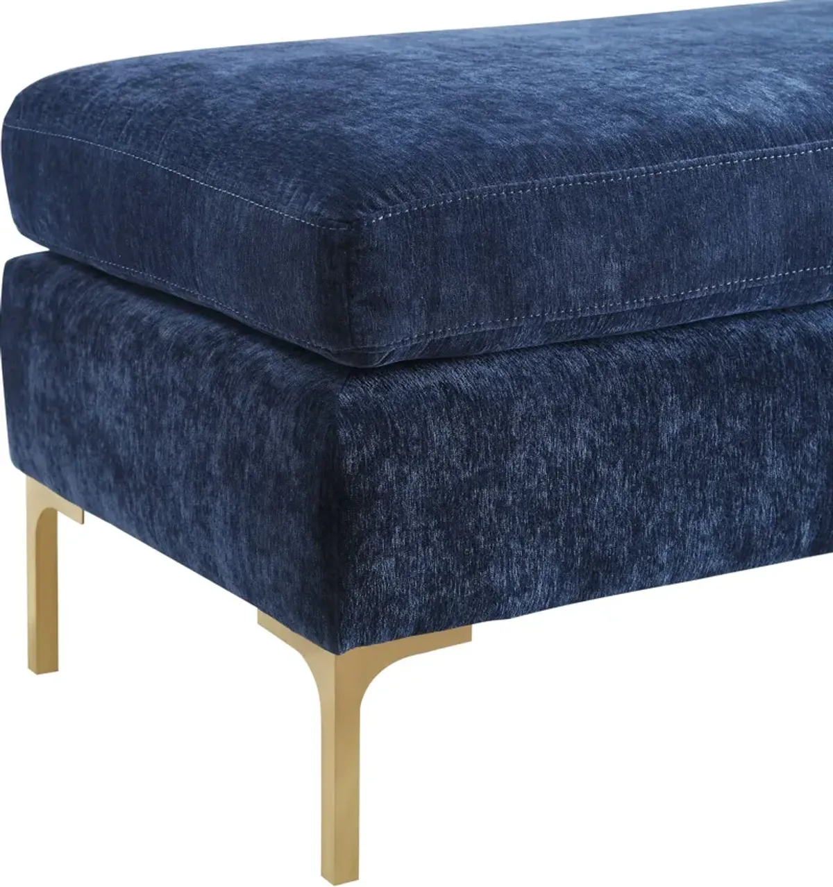 Delilah Navy Textured Velvet Bench