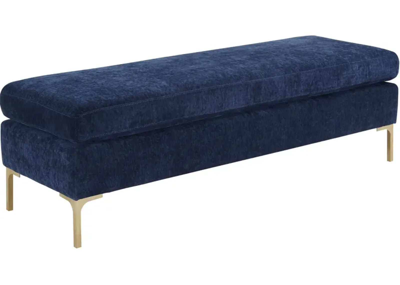 Delilah Navy Textured Velvet Bench