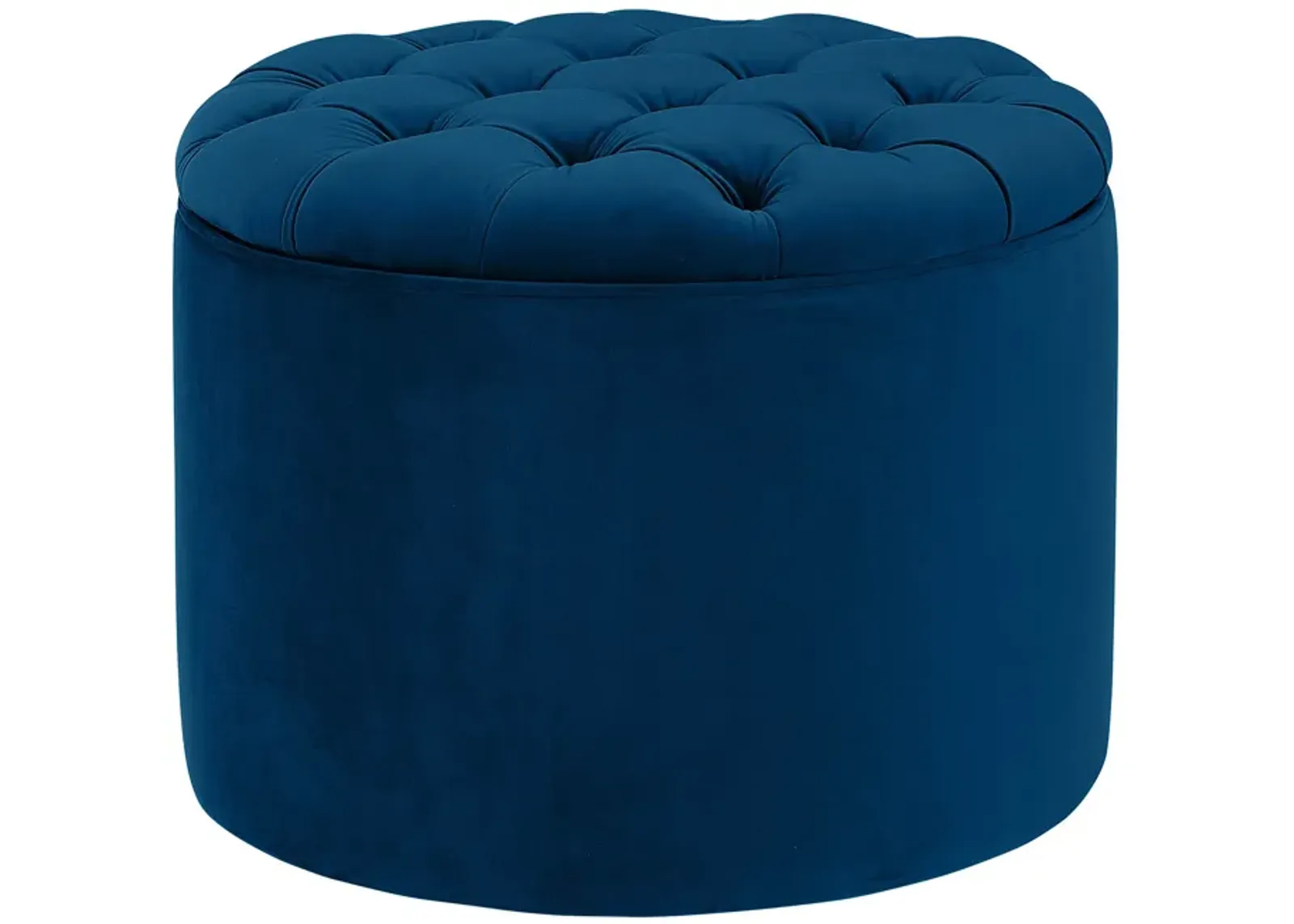 Queen Navy Velvet Storage Ottoman