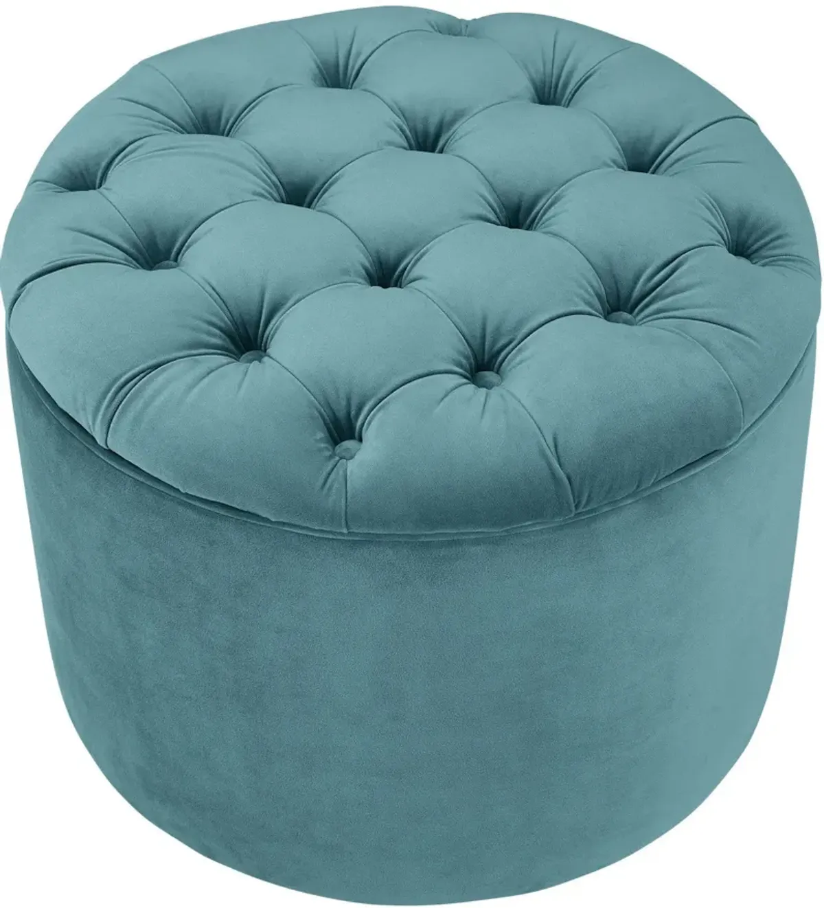 Queen Sea Blue Velvet Storage Ottoman