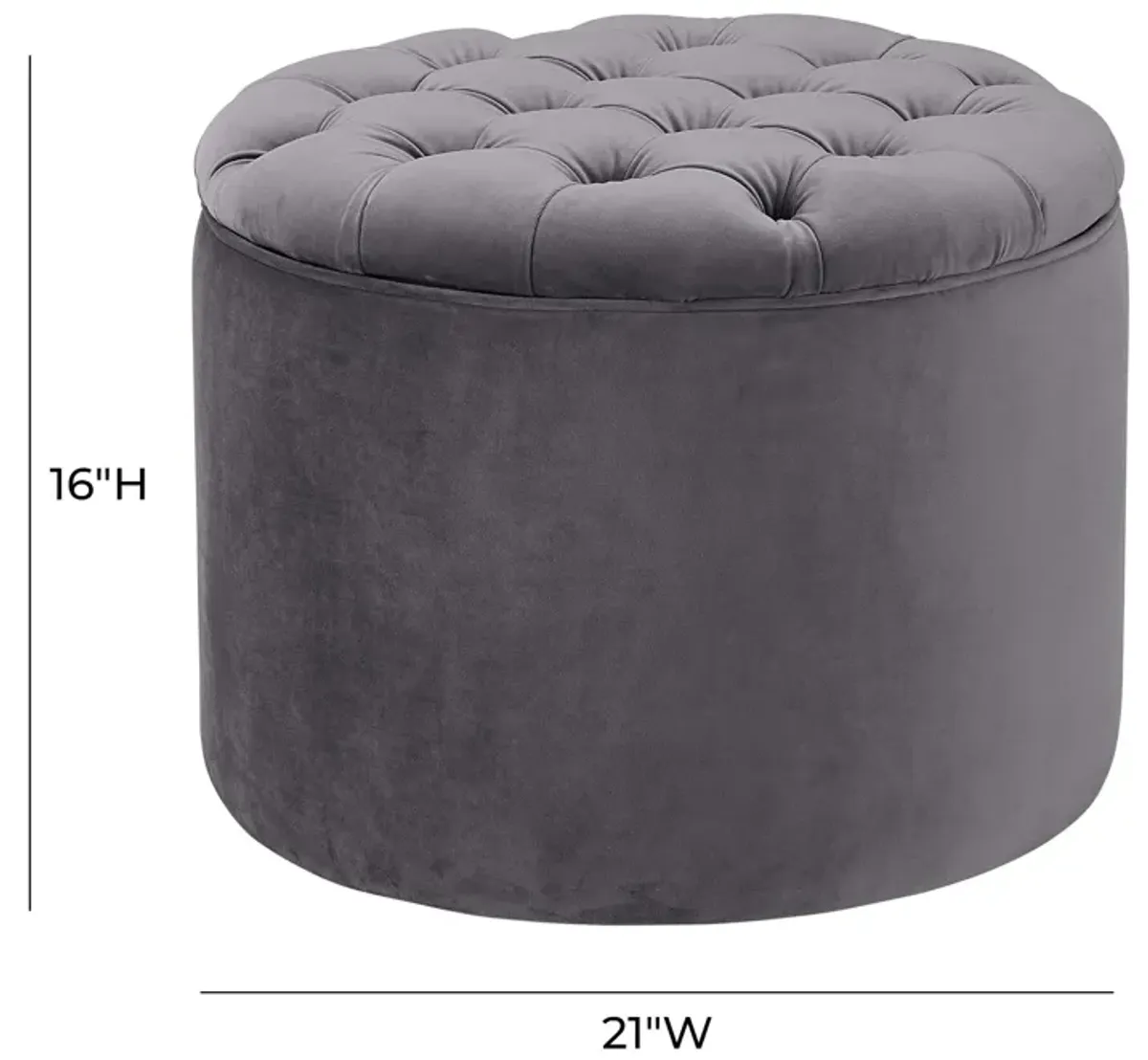 Queen Grey Velvet Storage Ottoman