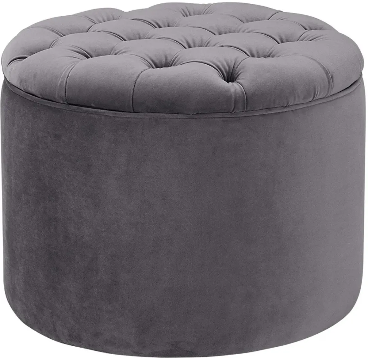 Queen Grey Velvet Storage Ottoman