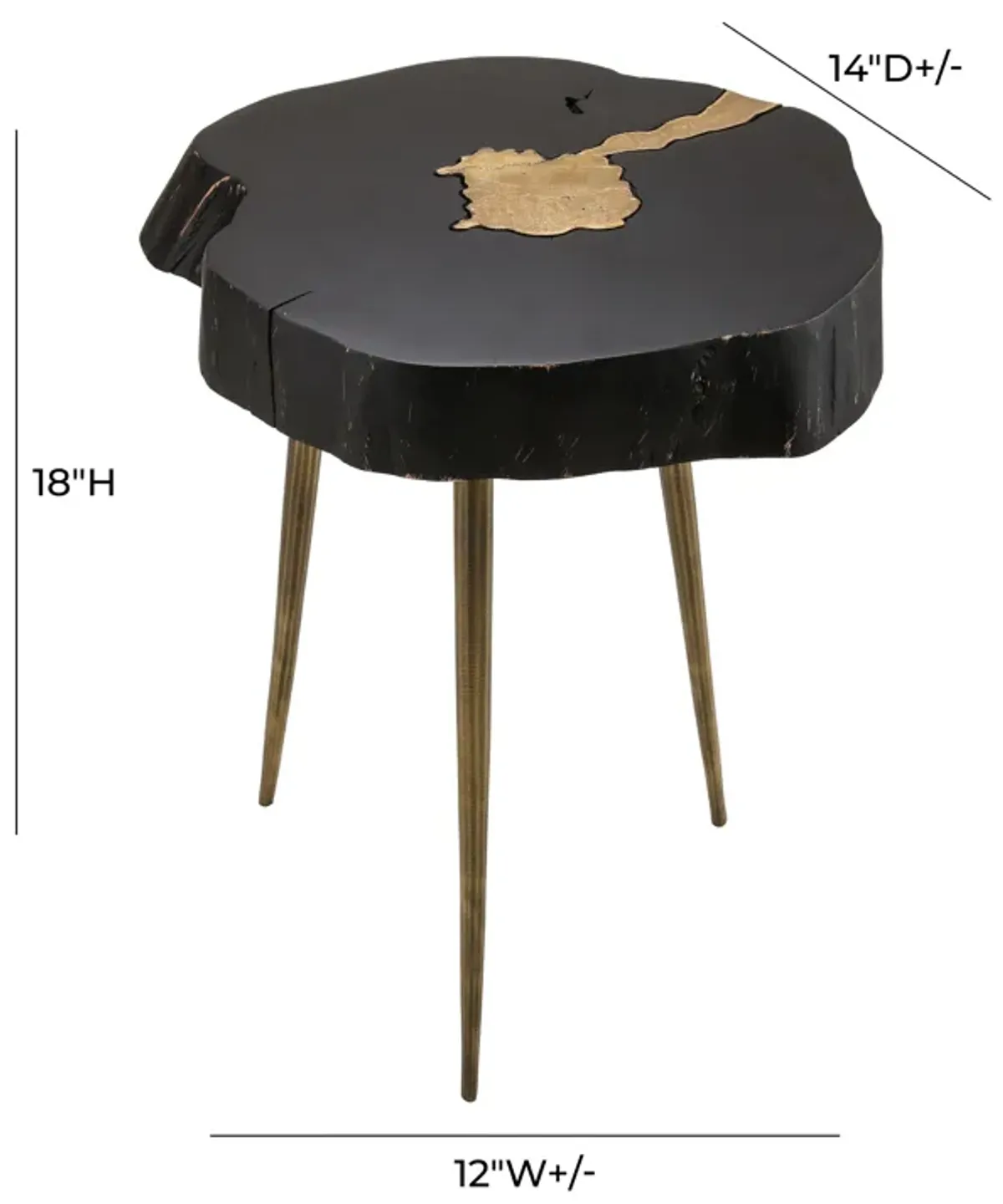 Timber Black and Brass Side Table