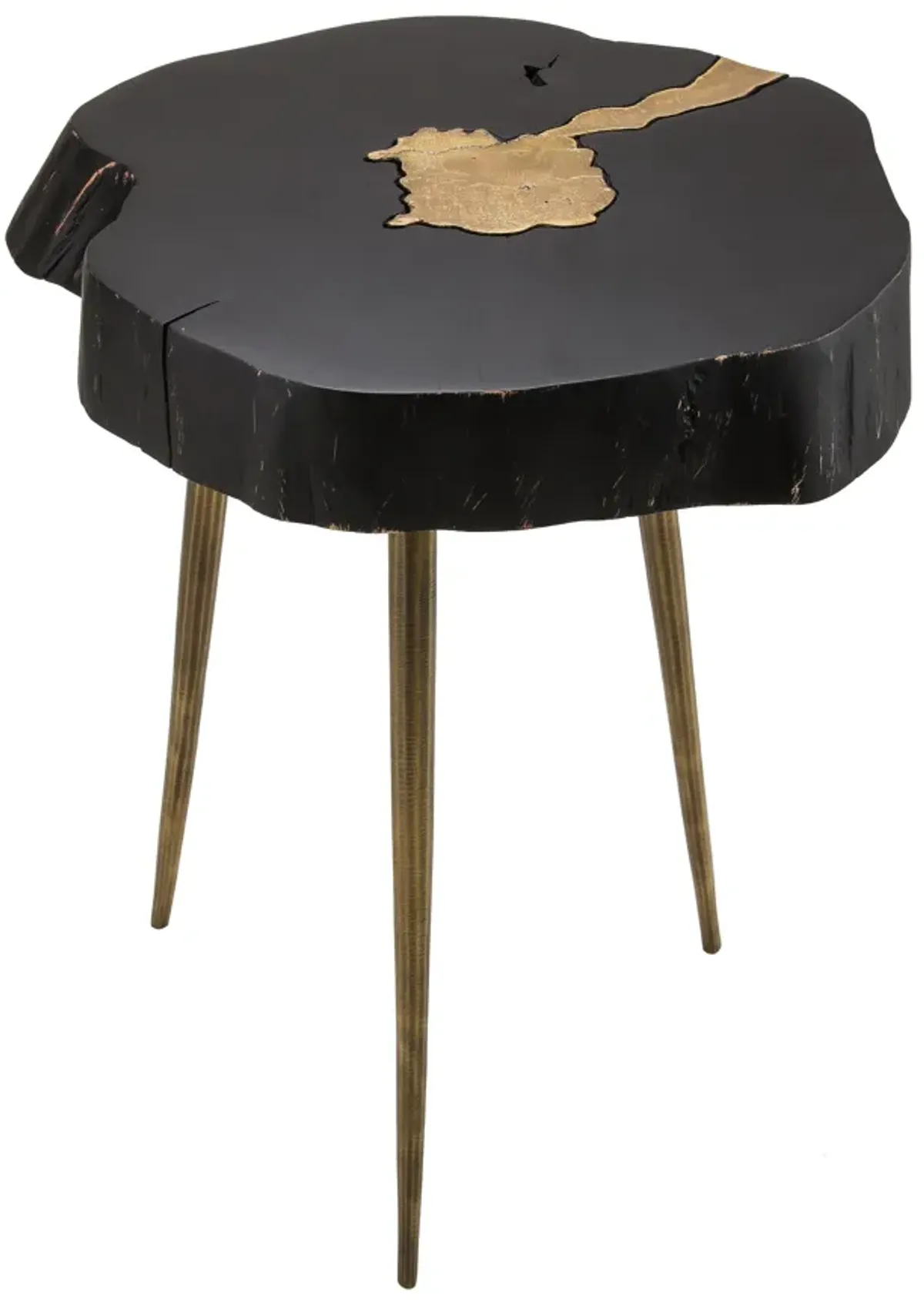 Timber Black and Brass Side Table