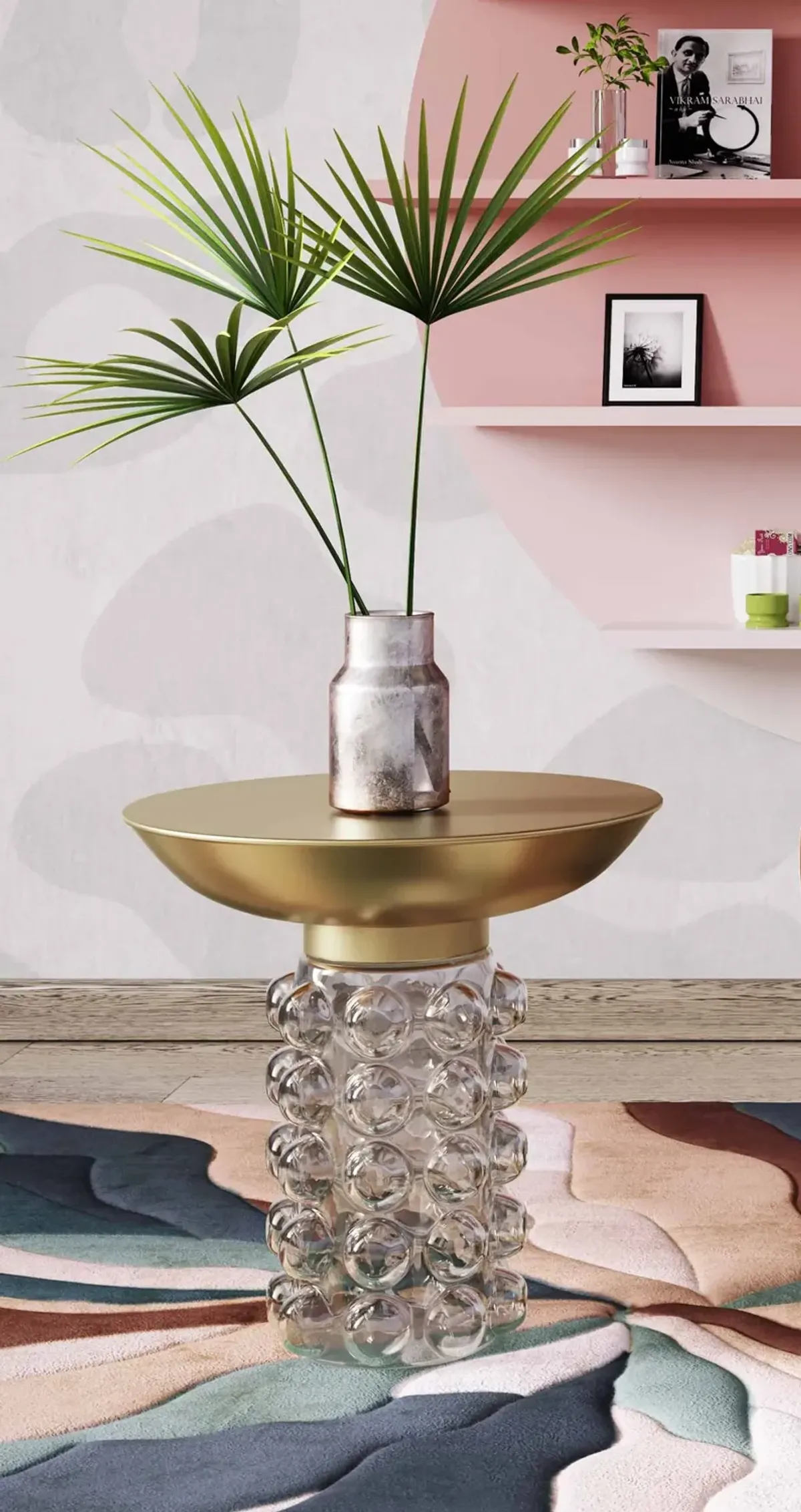 Bubble Glass/Brass Side Table