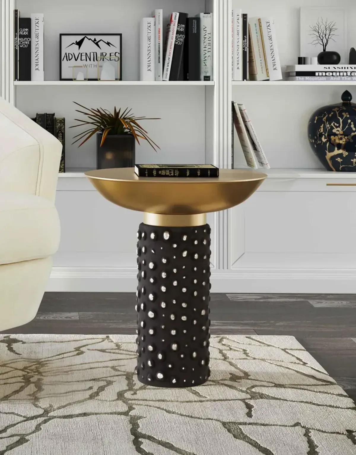 Blaze Glass/Brass Side Table