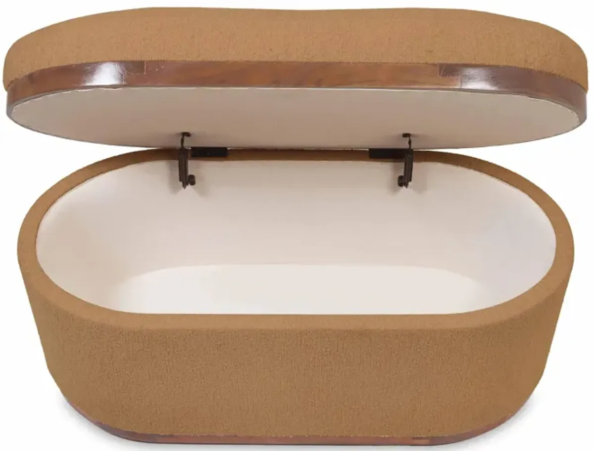 Olivier Peach Boucle Oval Storage Ottoman