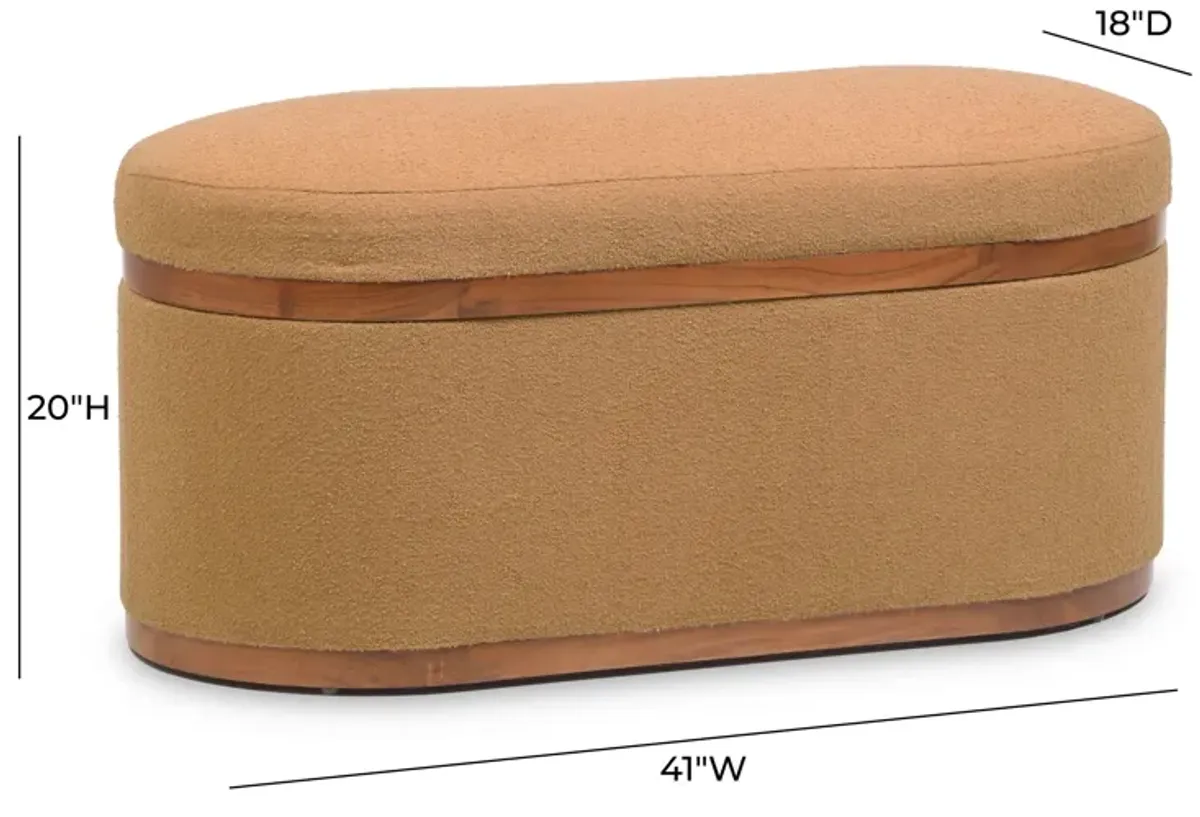 Olivier Peach Boucle Oval Storage Ottoman