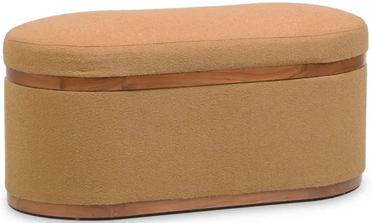 Olivier Peach Boucle Oval Storage Ottoman