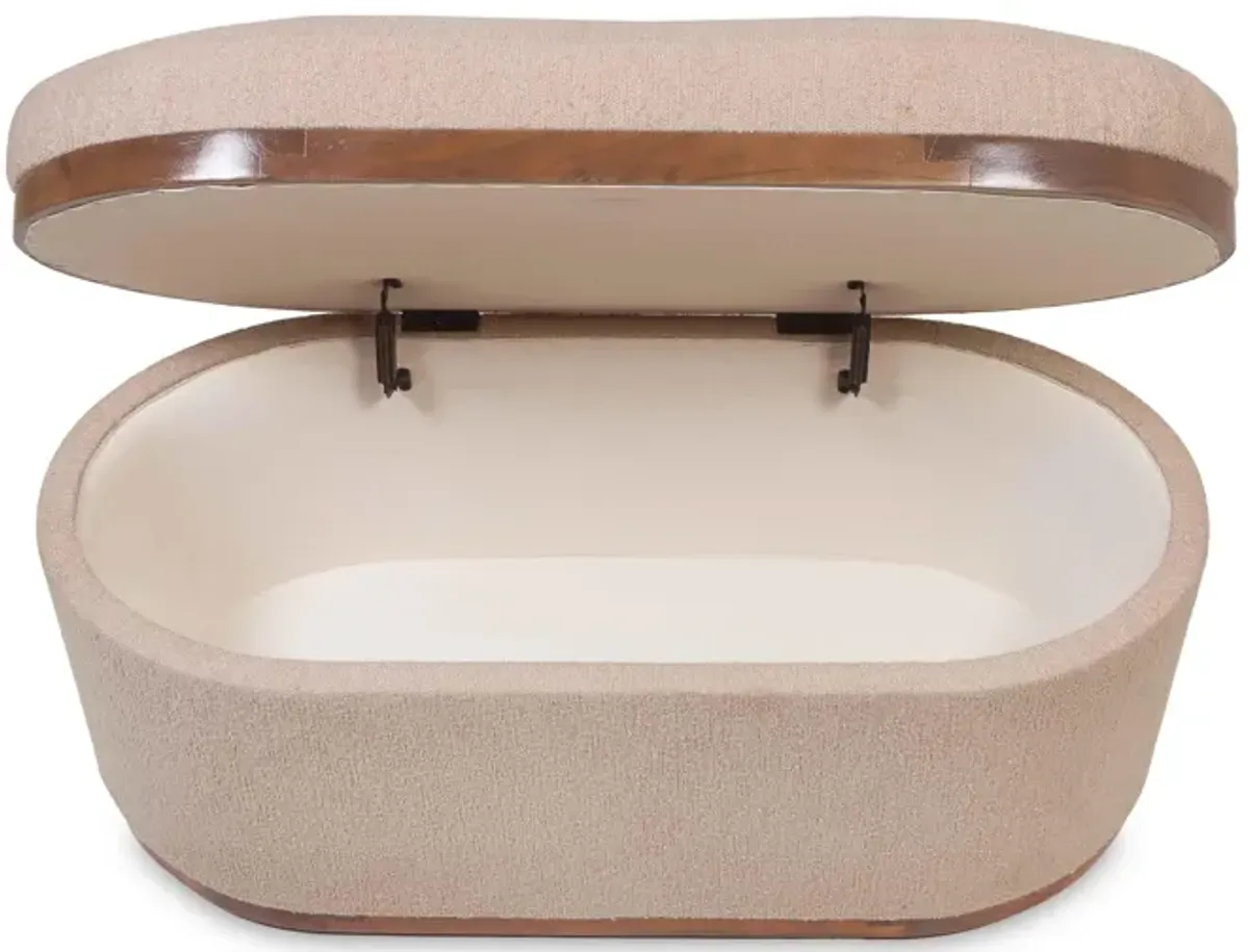 Olivier Ivory Boucle Oval Storage Ottoman