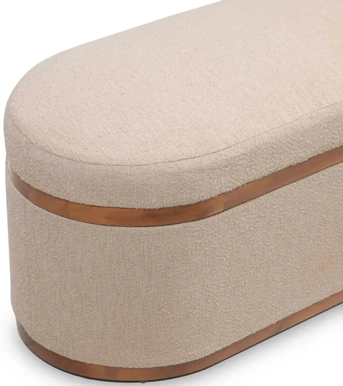 Olivier Ivory Boucle Oval Storage Ottoman