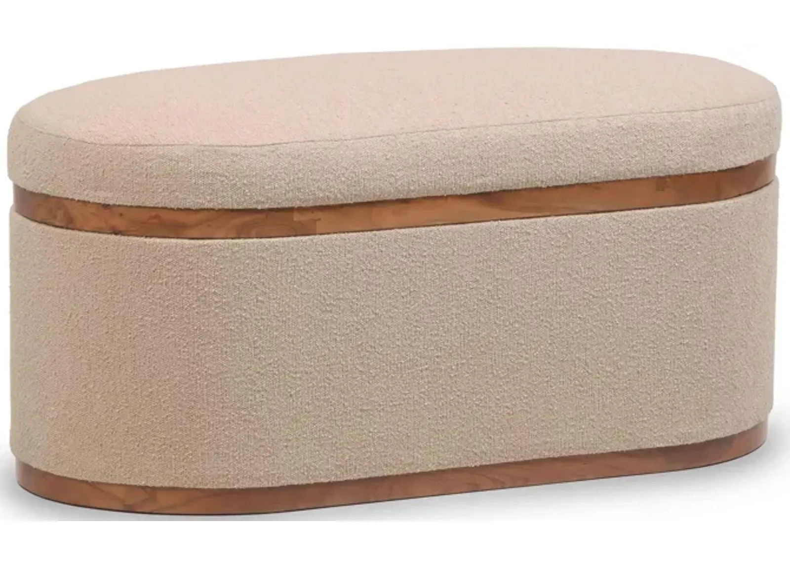 Olivier Ivory Boucle Oval Storage Ottoman