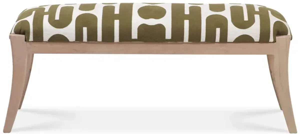 Arielle Olive & White Embroidered Bench