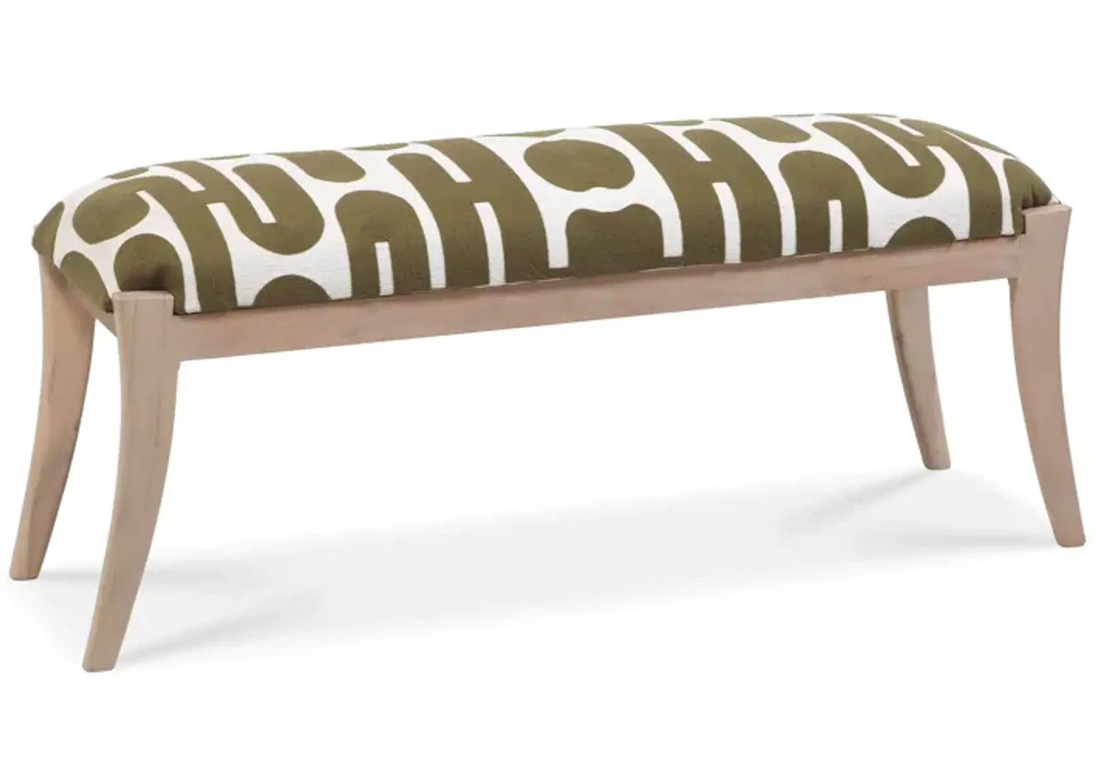 Arielle Olive & White Embroidered Bench