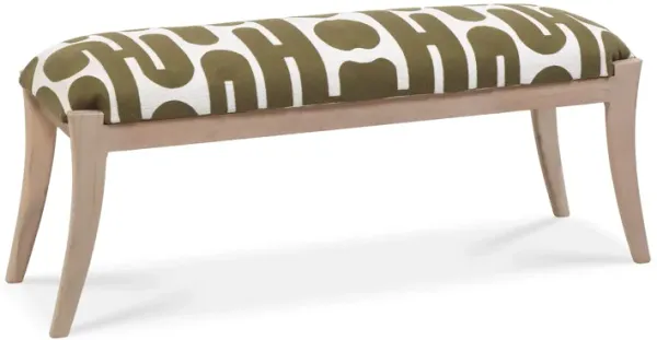 Arielle Olive & White Embroidered Bench