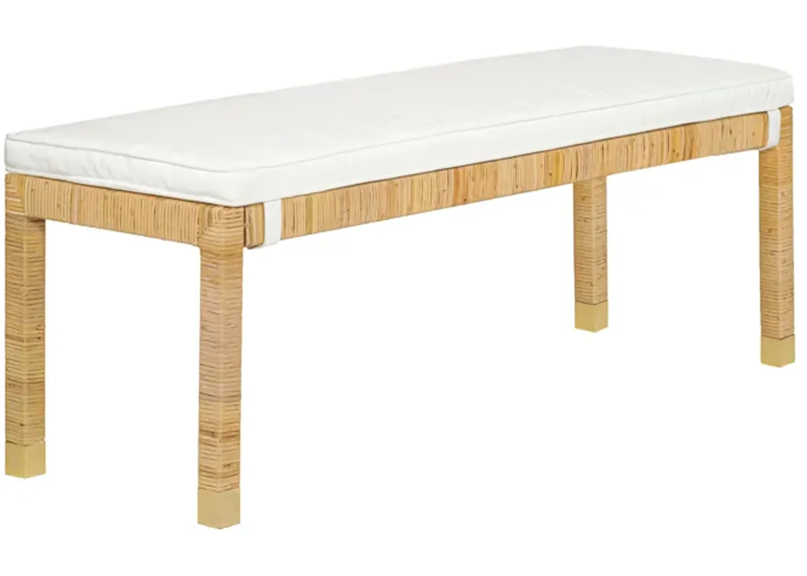 Amara Natural Woven Rattan Performance Fabric Bench