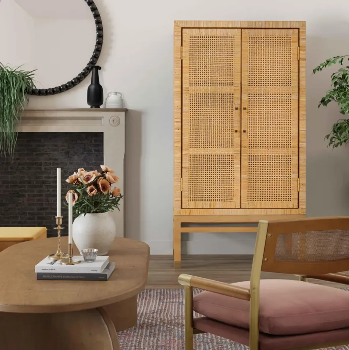 Amara Natural Woven Rattan Cabinet