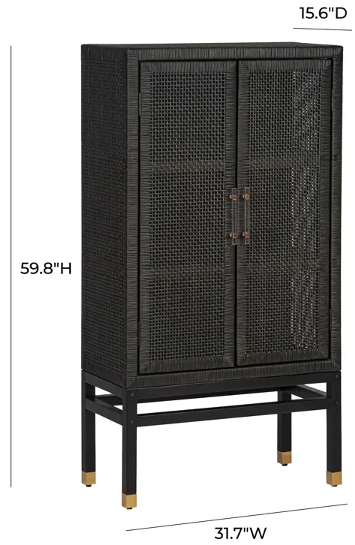 Amara Charcoal Woven Rattan Cabinet