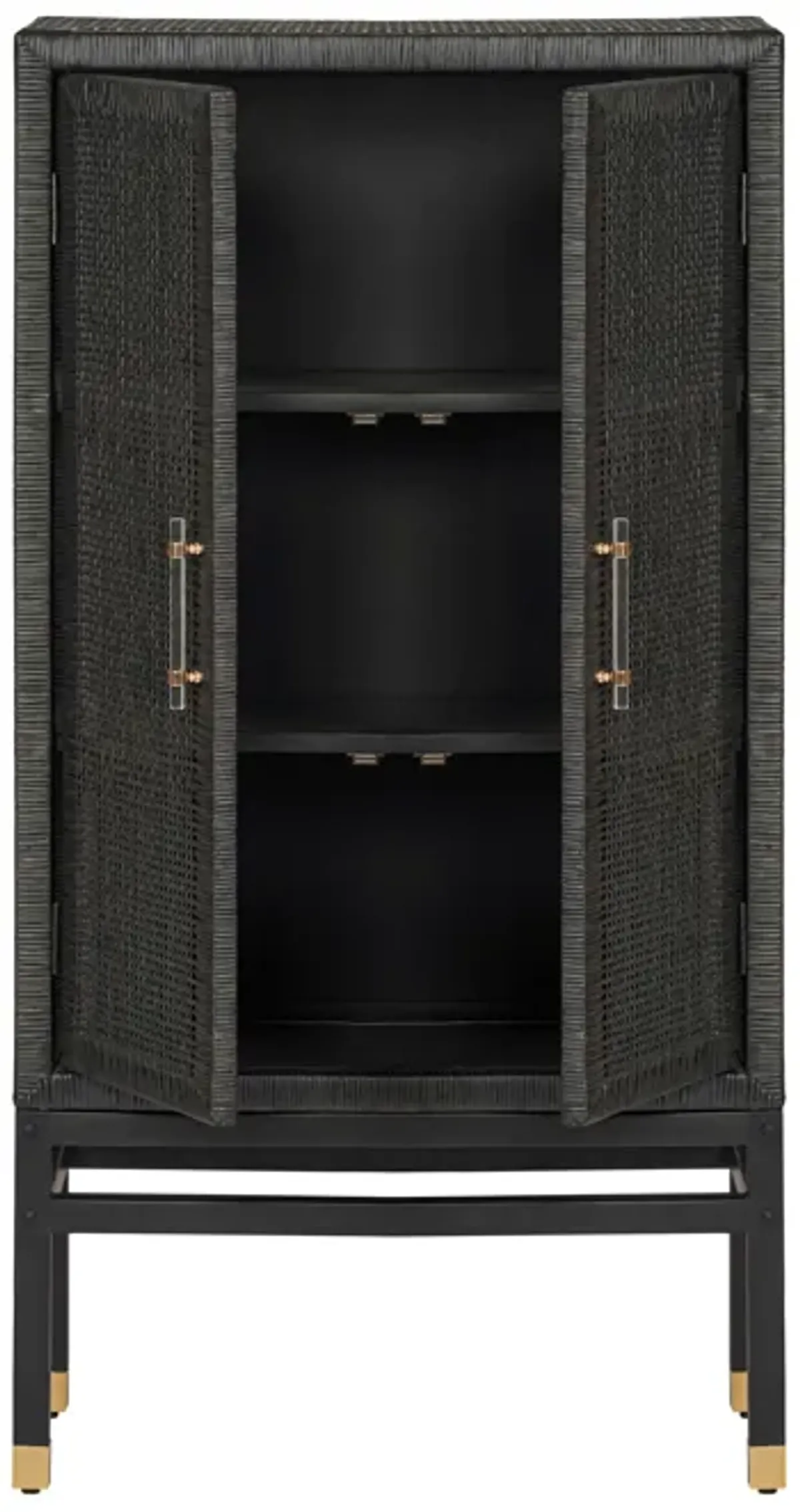 Amara Charcoal Woven Rattan Cabinet