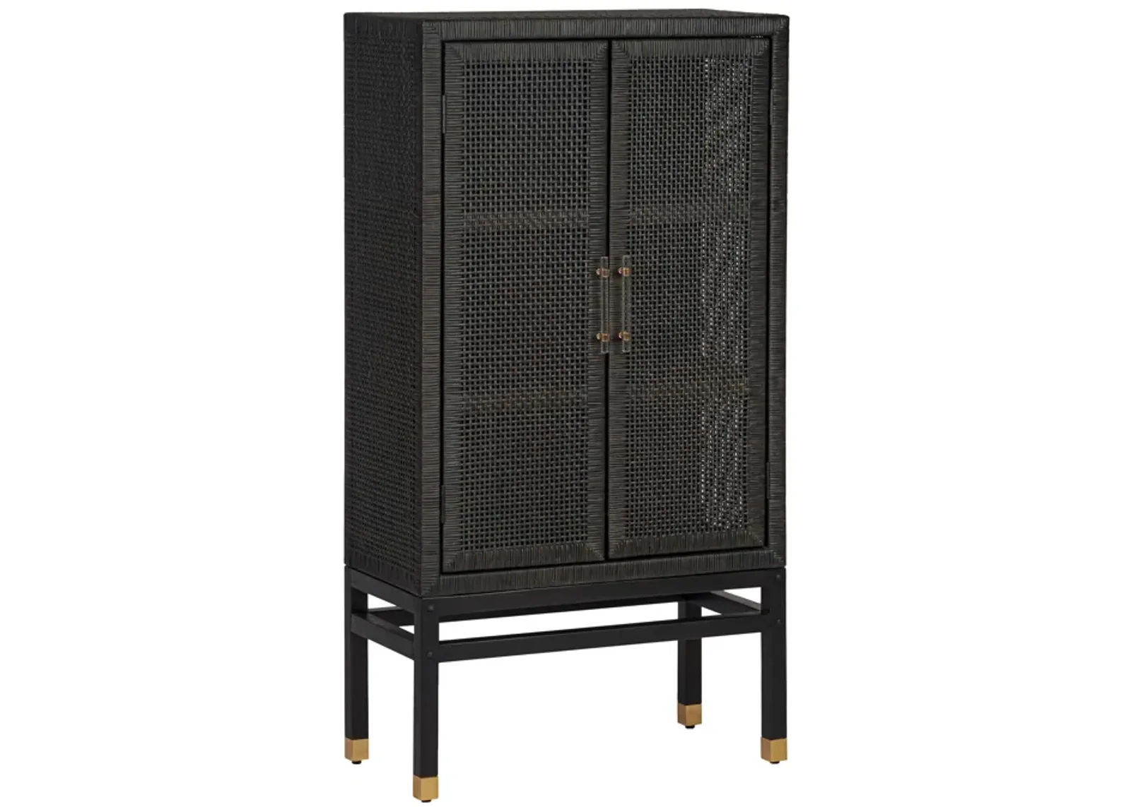 Amara Charcoal Woven Rattan Cabinet