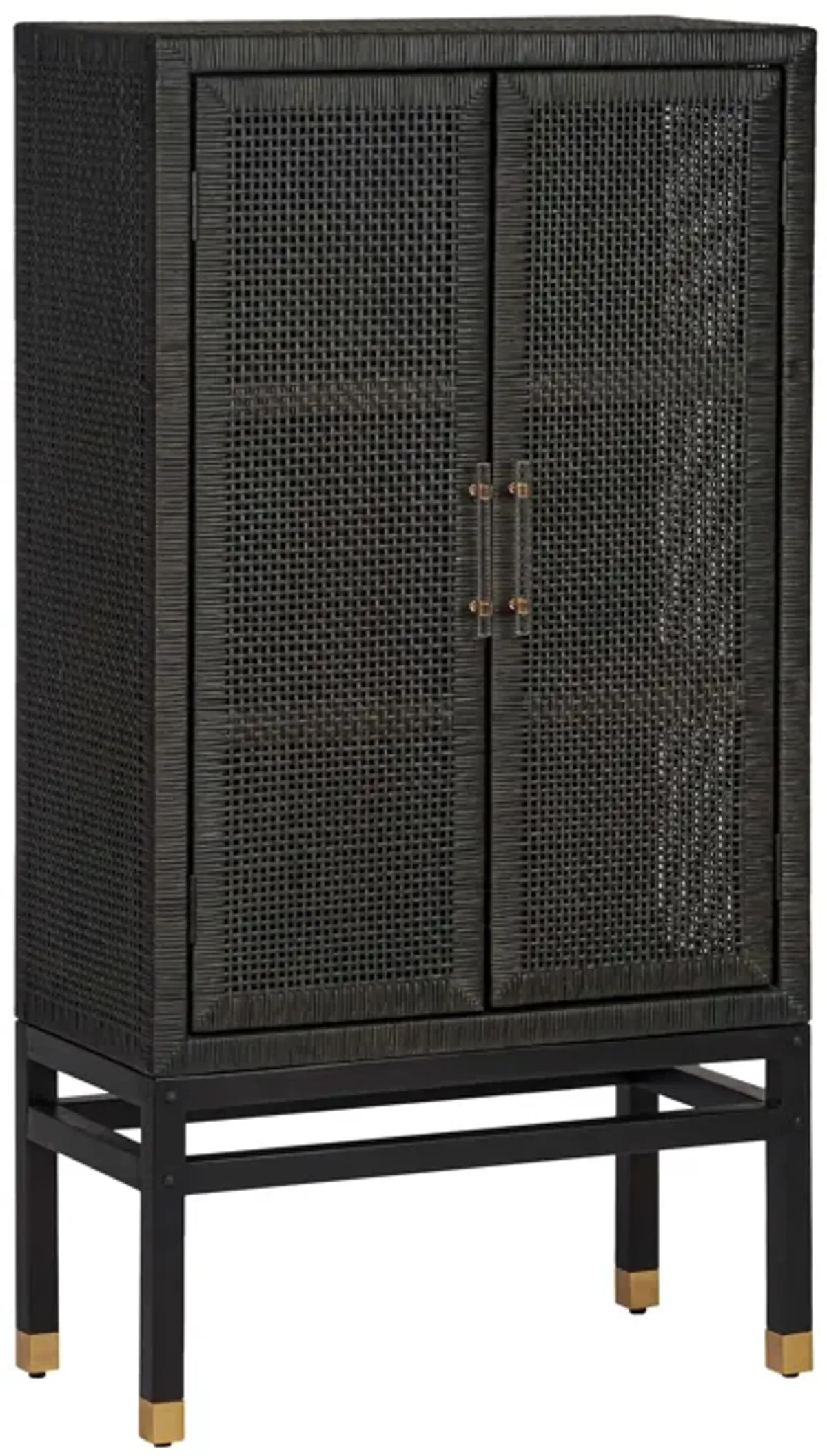 Amara Charcoal Woven Rattan Cabinet