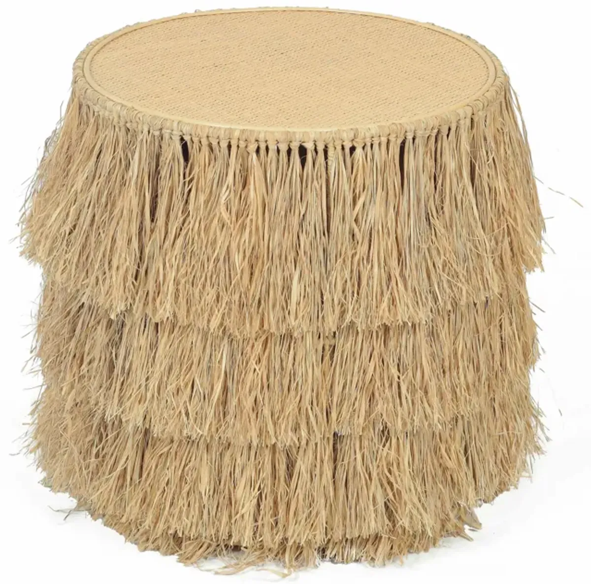 Luau Natural Rattan Round End Table