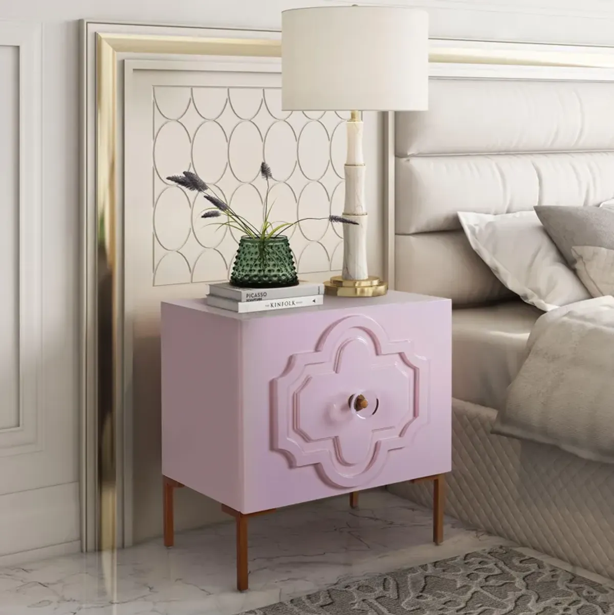 Anna Pink Lacquer Side Table